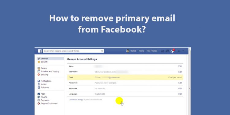 remove primary email from Facebook