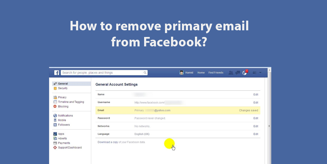 remove primary email from Facebook