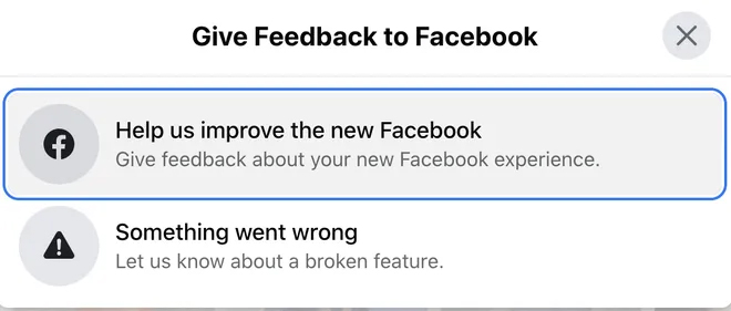 submit feedback to Facebook and report